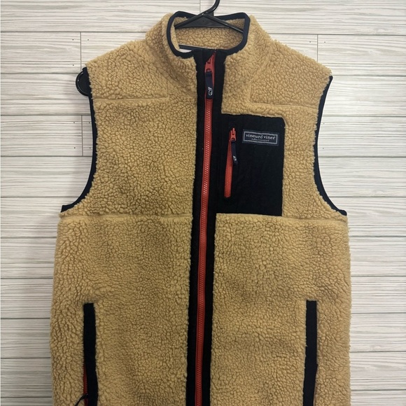 XL Boy’s Sherpa Fleece Vest - Tan and Black - Picture 1 of 7